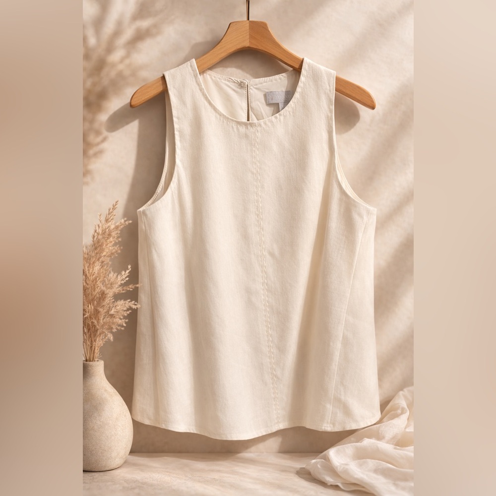 ANTONIO MELANI Ivory Linen Sleeveless Crop Top